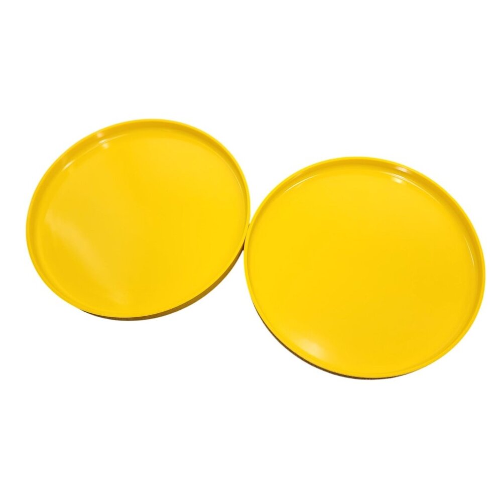 Vintage Heller Massimo Vignelli Yellow 2 Dinner Plate Melamine 9.75" MCM Stackab